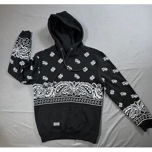 Dogg Supply Snoop Dogg Mens XS Black Bandana Paisley Hoodie Sweatshirt New